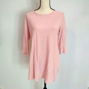 Cut Loose Top Light Pink 3/4 Sleeves Linen Cotton Lagenlook S
